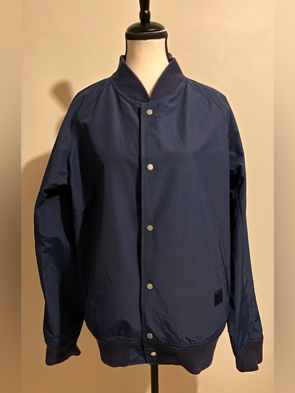 Men's Navy Bomber Jacket with Snap Closure - Herschel